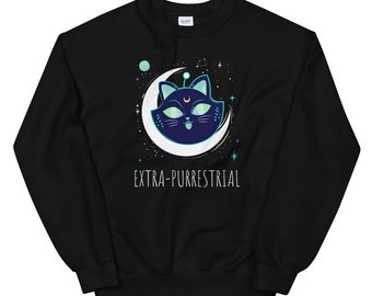 Extra-Purrestrial Sweatshirt | Alien Cat Shirt | Funny UFO Shirt | Unisex Clothing