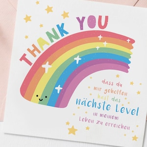 Bedankkaart regenboog nieuwe levensfase Nieuwe avonturen Bedankt