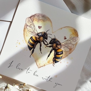 I LOVE to BEE with you Karte für Freund und Freundin Happy Birthday Karte Geburtstagskarte Tiere