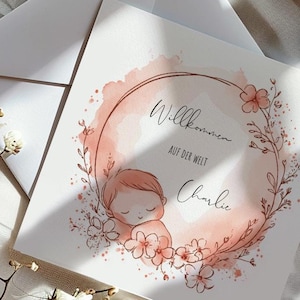 Carte de baptême carte de naissance personnalisée pour nouveau-né carte de félicitations nouveau-né bébé parents cadeau parrains
