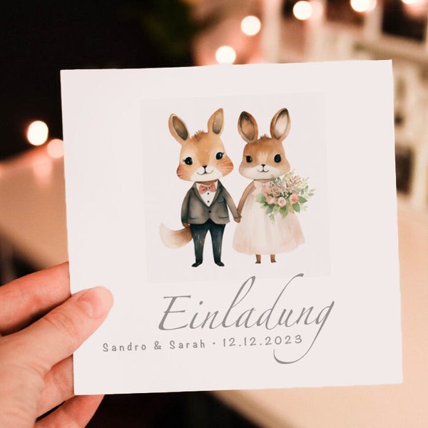 Carte de mariage personnalisée noms et date carte d'invitation pour le mariage carte postale aquarelle carte pliante avec dicton
