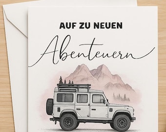 Tarjeta personalizada "AVENTURA" en formato plegable y postal