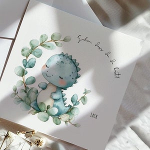 WILLKOMMEN Karte zur Geburt Personalisierte Geburtskarte DINO mit Wunschtext und Namen Karte zur Geburt Hebamme Schwangerschaft Baby