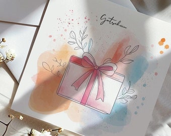 GIFT VOUCHER Card Birthday Card Flower Meadow Voucher Congratulations Card Greeting Card Card for Woman Gift Personalizable Card