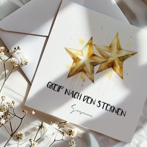 Sternenzauber für Glückwünsche oder Inspiration Watercolor Grußkarte für Geburtstage oder Dankesgrüße auch personaliserbar