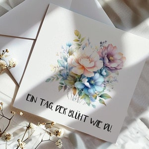 Blütenpracht Watercolor Grußkarte für Geburtstage oder Dankesgrüße auch personaliserbar