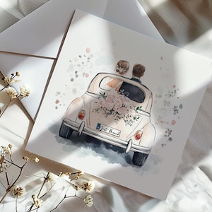 Biglietto per il matrimonio JUST MARRIED Aggiunta regalo di nozze personalizzabile