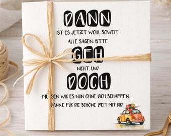Personalized farewell card for colleagues – Fun farewell gift for retirement, job change & pension