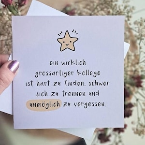 Abschied Kollegin Karte zum Abschied Mitarbeiter Kollege Dankeschön Karte für Arbeitsfreund Abschied von der Arbeit Ruhestandskarte Kollege