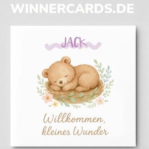Tarjeta de bienvenida pequeño milagro para nacimiento, tarjeta de bebé personalizada niño niña, tarjeta de felicitaciones bebé, regalo recién nacido