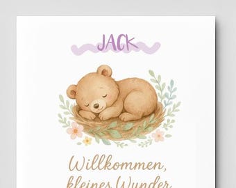 Welcome little miracle card for birth, baby card personalized boy girl, congratulations card baby, gift newborn