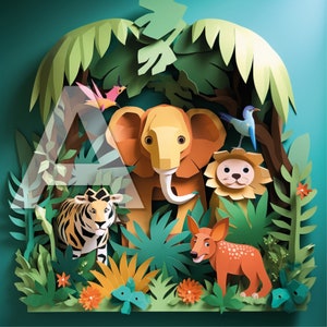 Jungle Pictures Toddlers Set of 4 Kids Posters INSTANT Download Nursery Pictures Wall Decor Gift Poster cute for kids room
