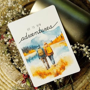 Off to New Adventures Karte für Hochzeit Verlobung Umzug Abschied Romantische Naturkarte personalisierbar für besondere Momente | Neues Haus