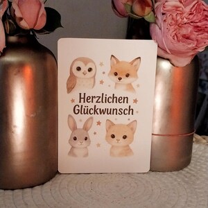 Carte d'anniversaire pour enfants avec des animaux, carte de félicitations PERSONNALISABLE, carte mignonne