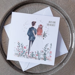 Personalisierte Karte zur Hochzeit Aquarell llustration personalisiert Postkarte Klappkarte Karte mit Spruch