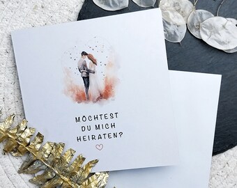 Will you marry me? Hearts Engagement Love Card Wedding Proposal Card with Saying Personalized Marriage Proposal Names Date
