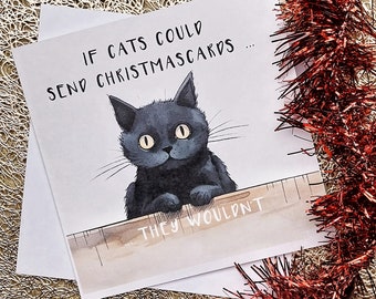 Christmas card CHRISTMAS CAT card Christmas for cat lovers as a gift with funny saying and cat postcard folding card