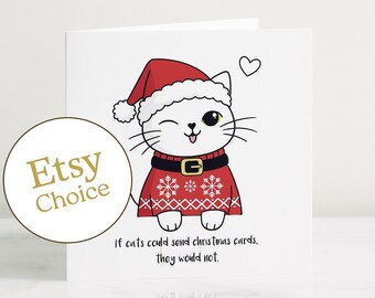 Christmas card / CHRISTMAS CAT NO. 5 / Funny Christmas postcard with cat, witty saying, postcard, Cat Mums Cat Dads