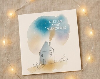 Minimalist card, elegant design. Personalized card for moving into a new house, moving out, congratulations card, happy new home card, move together card.
