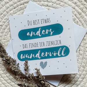 Postkarte WUNDERBAR ANDERS Postkarte Sprüche für Freunde Postkarte Klappkarte Karte mit Spruch liebe Grüsse