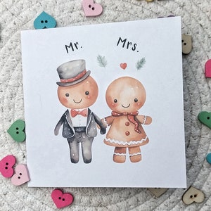 Glückwunschkarte zur Hochzeit Aquarell llustration  Mr. and Mrs. mit Briefkuvert personalisiert Postkarte Klappkarte Karte mit Spruch