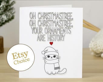 Christmas card / CHRISTMAS CAT NO. 2 / Funny Christmas postcard with cat, witty saying, postcard with envelope, for cat mums