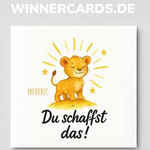 Tarjeta motivacional Puedes hacerlo con un lindo león, tarjeta de aliento personalizada, regalo alentador para amigos y hombres con amor.