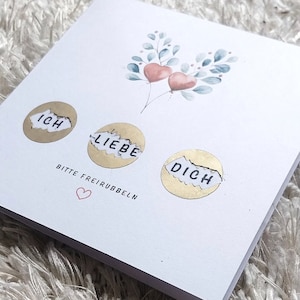 I LOVE YOU card golden scratch fields for that extra tingling feeling gift girlfriend boyfriend husband wife card saying rose gold