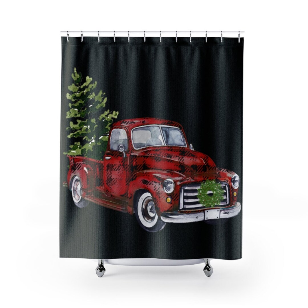 Christmas Red Truck Shower Curtain Etsy