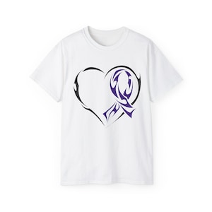 Purple ribbon awareness t shirt , Heart t shirt , Unisex Ultra Cotton Tee