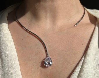Choker Halskette, offener Kragen Halskette, Statement Halskette, Braut Halskette, benutzerdefinierte Edelstein Halsketten, Geschenk für sie, einzigartige Halskette