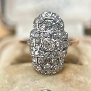 Antique Art Deco Ring, Antique Engagement Ring, Vintage Cocktail Ring, Gold Diamond Ring, Cocktail Ring, Diamond Wedding Ring, 18K Diamond,