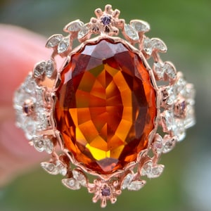 Gold Topaz Ring, Gold Statement Ring, Orange Gemstone Ring, Topaz Ring, Topaz Ring for Women, Maximalist Ring, Ring with stone, Gift for her
