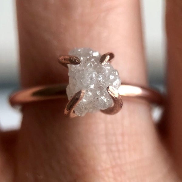 14K Gold Raw Diamond Ring, Engagement Rings for Women, 14K Engagement Ring, 18K Engagement Rings, Ruwe Diamant Ring, 18K Ring