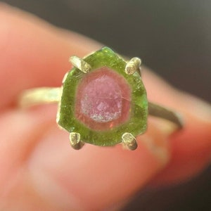Bague tourmaline pastèque, bague tourmaline en or 18 carats, bague avec pierres précieuses roses 14 carats, bague de fiançailles, bijoux en or 14 carats, cadeau pour elle