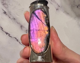 Étui à briquet en labradorite, cadeaux de Noël, étui à briquet en argent 925, cadeau pour petit ami, briquet, cadeau pour mari, cadeaux pour homme, lui