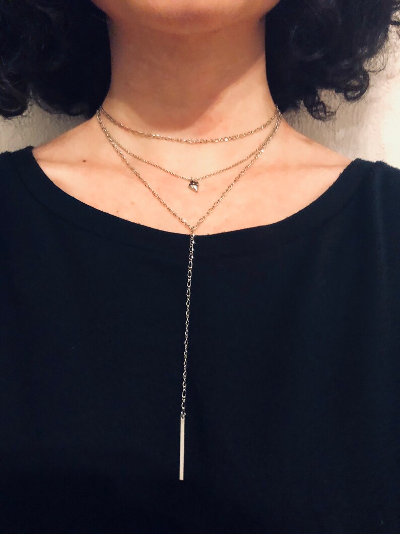 silver chain necklace necklace for women Silver layered necklace multi-layer necklace gelaagde ketting 3 chains chain layer necklace