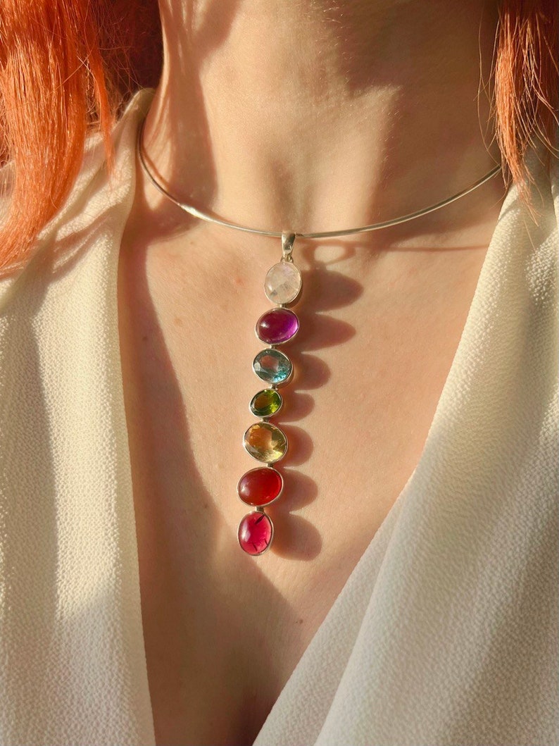 Collier chakra, bijoux pour femme, cadeau de Noël pour maman, argent 925, bijoux de guérison, colliers pour femme, cadeau pour femme image 2