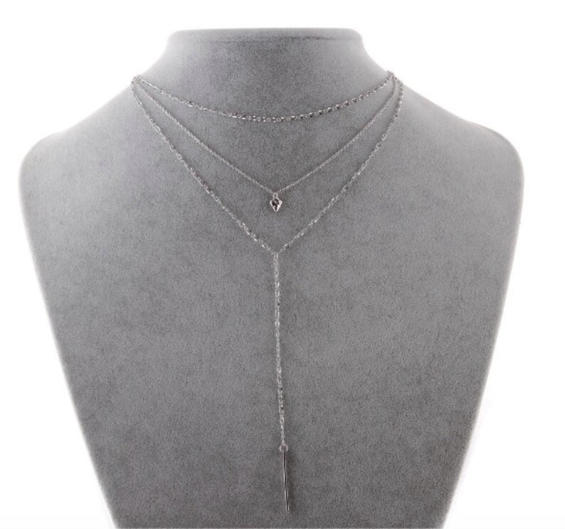 silver chain necklace necklace for women Silver layered necklace multi-layer necklace gelaagde ketting 3 chains chain layer necklace