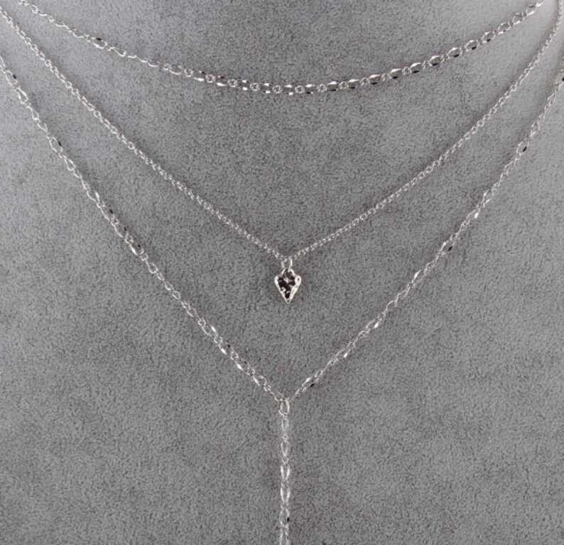 silver chain necklace necklace for women Silver layered necklace multi-layer necklace gelaagde ketting 3 chains chain layer necklace