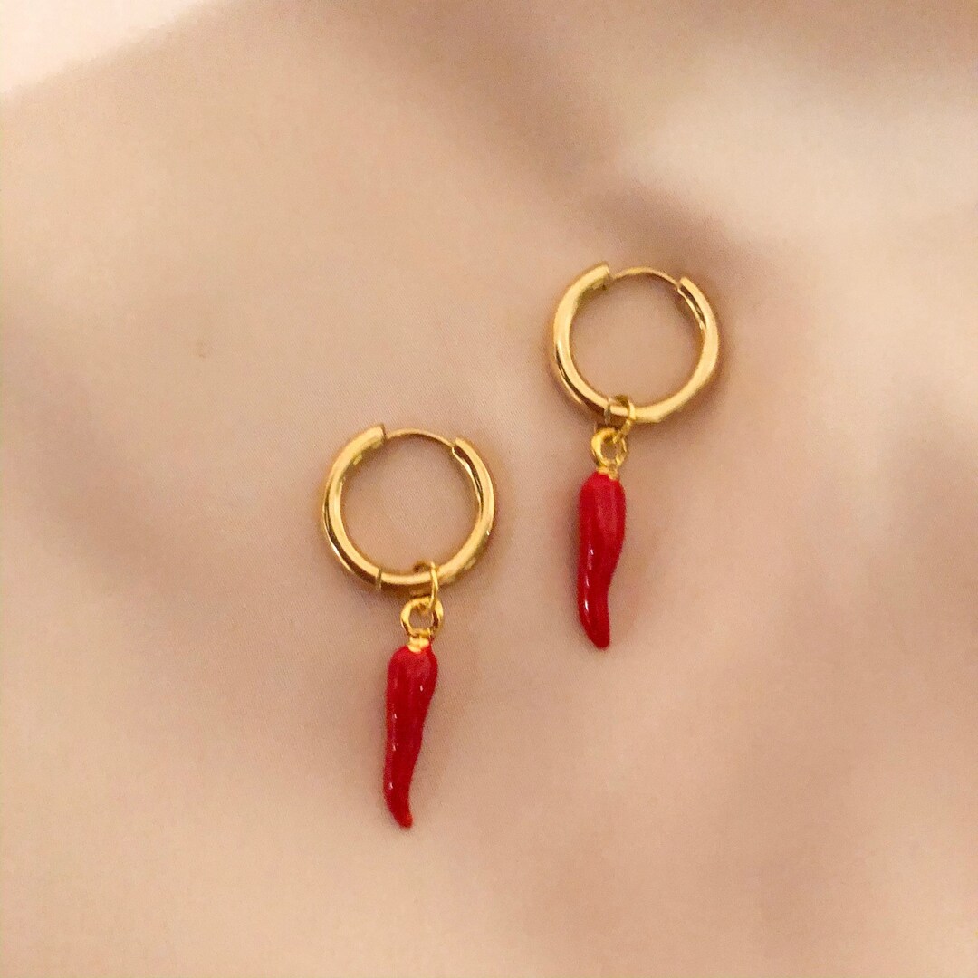 Gold Chillie Earrings Chilli Earrings Pepper Earrings Cute Etsy