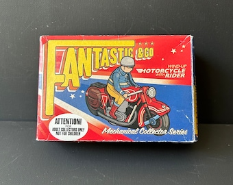 Vintage Motorcycle Wind Up Tin Toy