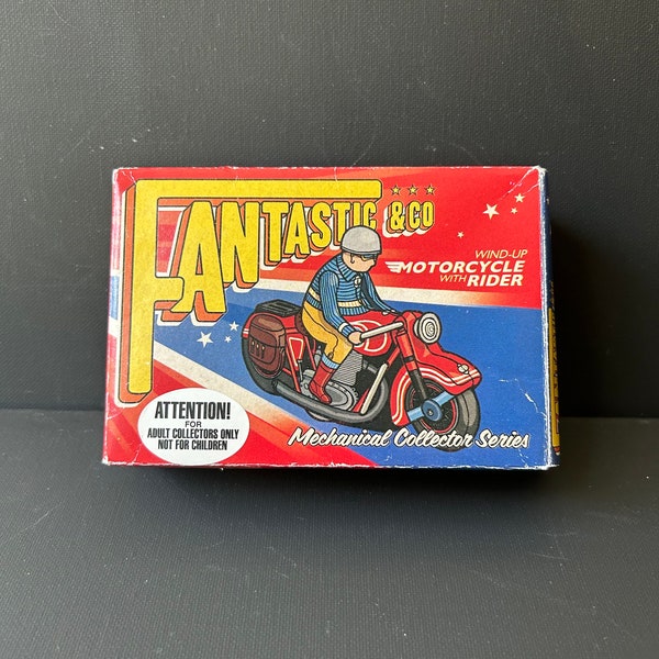 Vintage Motorcycle Wind Up Tin Toy