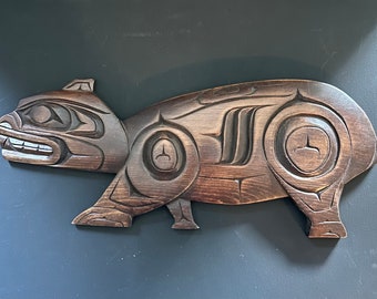 Vintage Bear Carving First Nations Dated