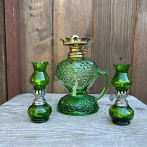 Oil Lamps Green Glass