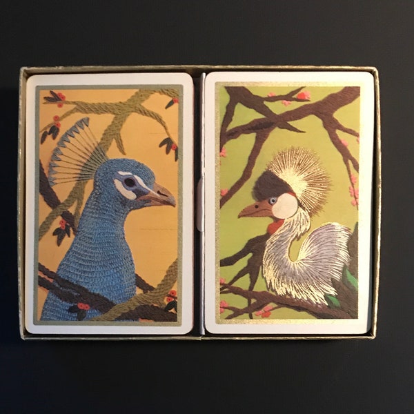 Vintage Playing Cards Peacocks Fournier