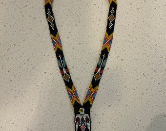Vintage Native Necklace Eagle Seed Beads