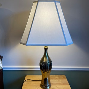 Vintage MCM Brass Etched Leaf Table Lamp