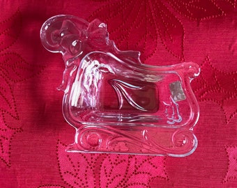 Two Vintage Lead Crystal Sleigh Candy Dishes