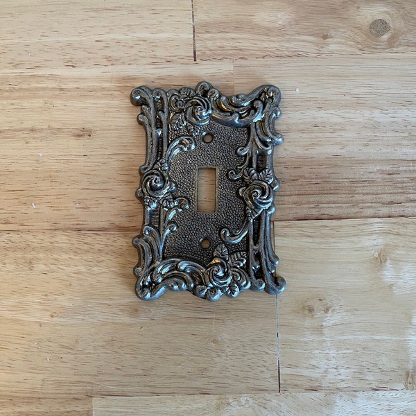 Vintage Mid Century Ornate Metal Light Switch Cover